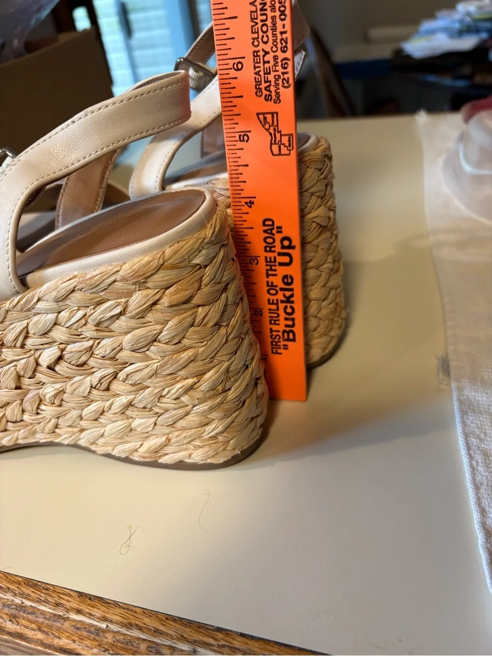 Womens wedge Espadrille Platform Sandals cream ivory 7.5